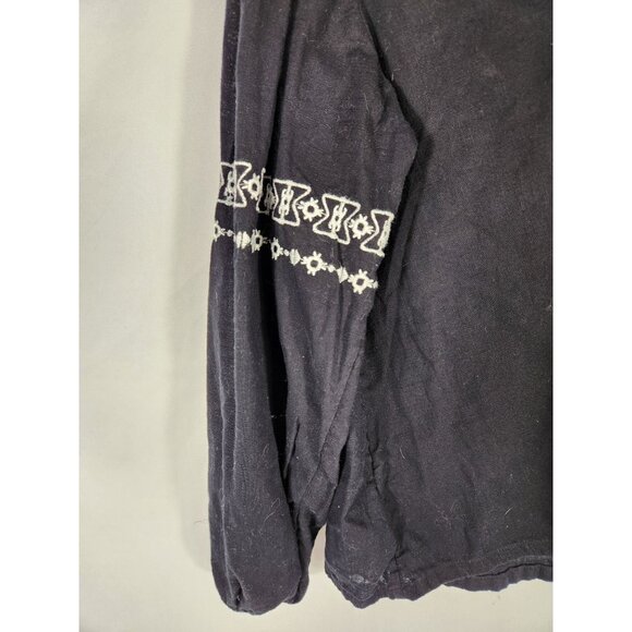 Old Navy Womens Top Boho Festival Whimsigoth Fairycore Embroidered Peasant L - Picture 3 of 5